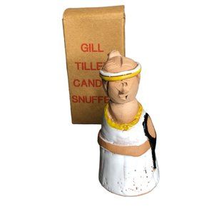 Gill Tilley Candle Snuffer Woman Tennis Player Vintage Clay Folk Art Wales EUC
